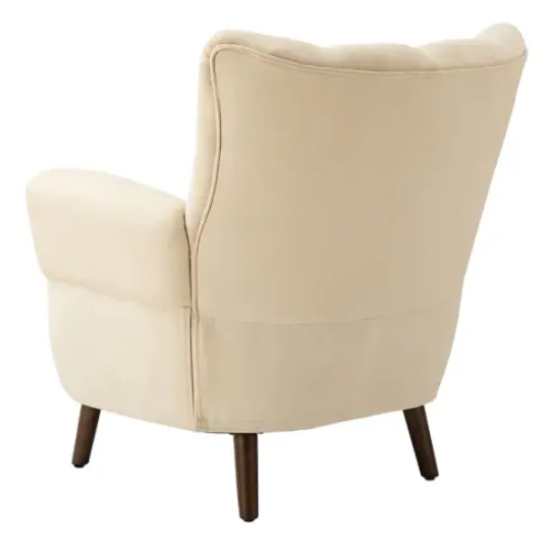 Accent Chairs-Kirkland's Home Upholstered Tufted Wingback Accent Chair Ivory