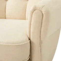 Accent Chairs-Kirkland's Home Upholstered Tufted Wingback Accent Chair Ivory
