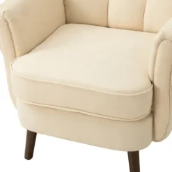 Accent Chairs-Kirkland's Home Upholstered Tufted Wingback Accent Chair Ivory