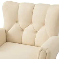 Accent Chairs-Kirkland's Home Upholstered Tufted Wingback Accent Chair Ivory