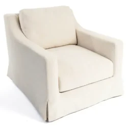 Accent Chairs-Kirkland's Home Upholstered Weekend Swivel Accent Chair Ivory