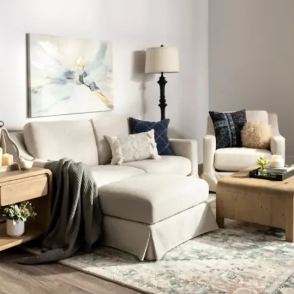 Accent Chairs-Kirkland's Home Upholstered Weekend Swivel Accent Chair Ivory