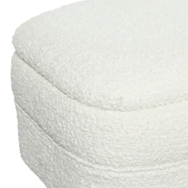 Benches & Ottomans-Kirkland's Home Upholstered Wood Leg Storage Bench Ivory