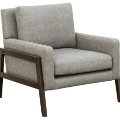 Accent Chairs-Kirkland's Home Upholstered Wood Trim Accent Chair Gray
