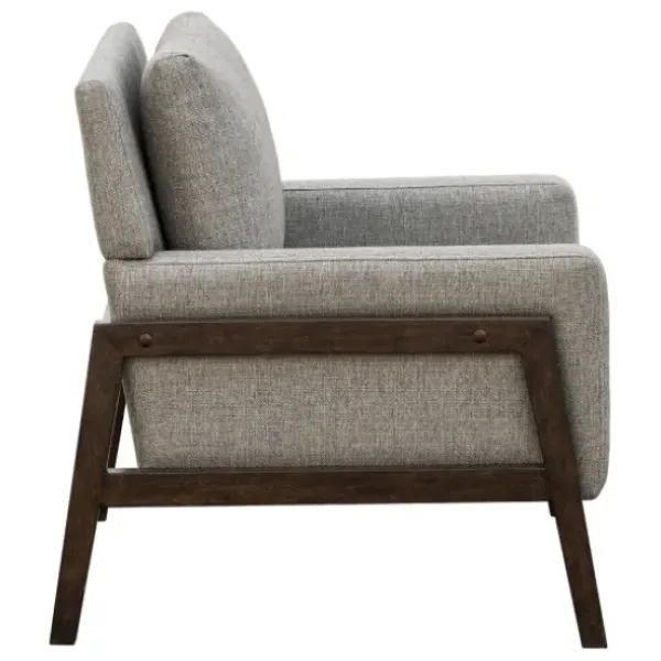 Accent Chairs-Kirkland's Home Upholstered Wood Trim Accent Chair Gray