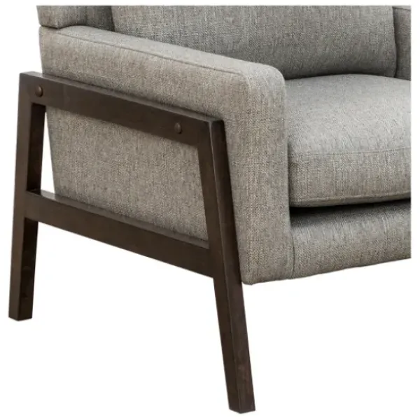 Accent Chairs-Kirkland's Home Upholstered Wood Trim Accent Chair Gray