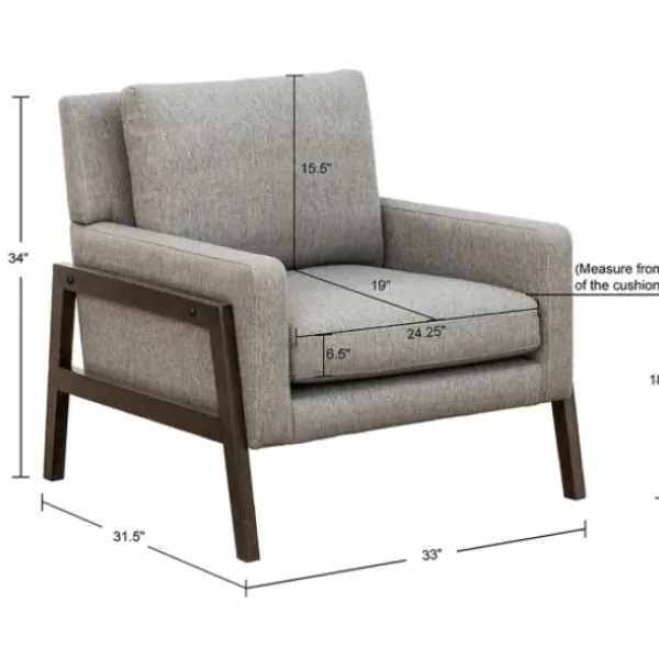 Accent Chairs-Kirkland's Home Upholstered Wood Trim Accent Chair Gray
