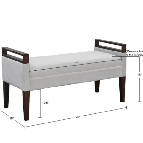Benches & Ottomans-Kirkland's Home Upholstered Wood Trim Bench Gray