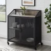 Cabinets & Sideboards-Kirkland's Home Urban Mesh Door Rolling Bar Cabinet Gray