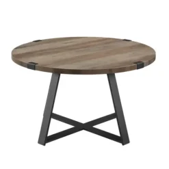 Coffee Tables-Kirkland's Home Urban Rustic Round Coffee Table Gray