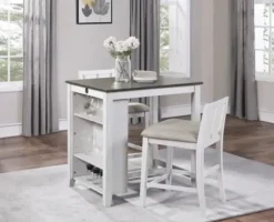 Dining Sets-Kirkland's Home Usb Counter Table And Stools, Set Of 3 Ivory