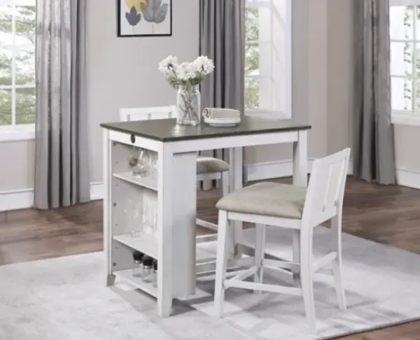 Dining Sets-Kirkland's Home Usb Counter Table And Stools, Set Of 3 Ivory