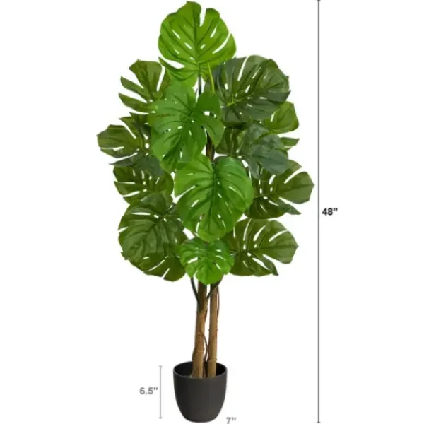 Trees & Topiaries-Kirkland's Home Uv-Resistant Monstera Plant In Nursery Planter Green