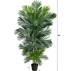 Trees & Topiaries-Kirkland's Home Uv-Safe Areca Palm Tree In Nursery Planter, 60 In.