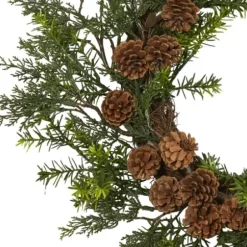Wreaths-Kirkland's Home Uv-Safe Cedar Grass And Pine Cone Wreath Green/Brown
