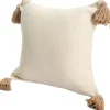 Pillows-Kirkland's Home Vanilla Gauze Organic Tassel Throw Pillow Ivory