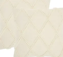 Pillows-Kirkland's Home Vanilla Knotted Lattice Throw Pillows, Set Of 2 Ivory