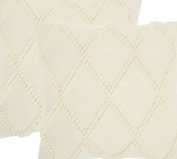 Pillows-Kirkland's Home Vanilla Knotted Lattice Throw Pillows, Set Of 2 Ivory