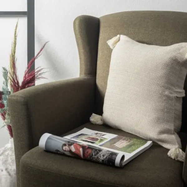 Pillows-Kirkland's Home Vanilla Trapeze Organic Cotton Throw Pillow Ivory