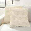 Pillows-Kirkland's Home Vanilla Woven Stripes Throw Pillows, Set Of 2 Ivory