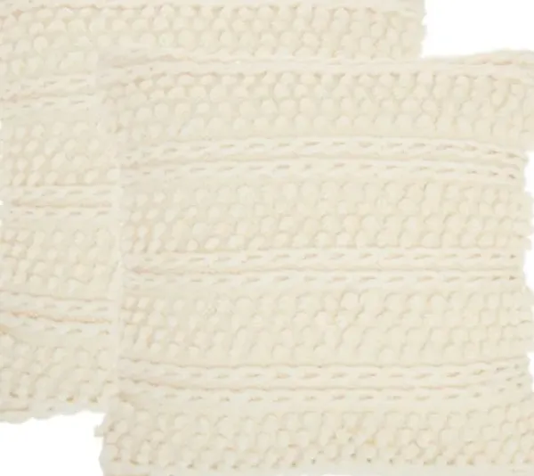 Pillows-Kirkland's Home Vanilla Woven Stripes Throw Pillows, Set Of 2 Ivory