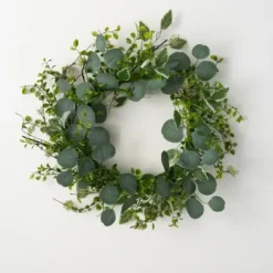 Wreaths-Kirkland's Home Variegated Mixed Leaf Wreath Green