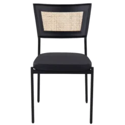 Dining Chairs-Kirkland's Home Vegan Leather And Rattan Dining Chairs, Set Of 2 Black/Tan