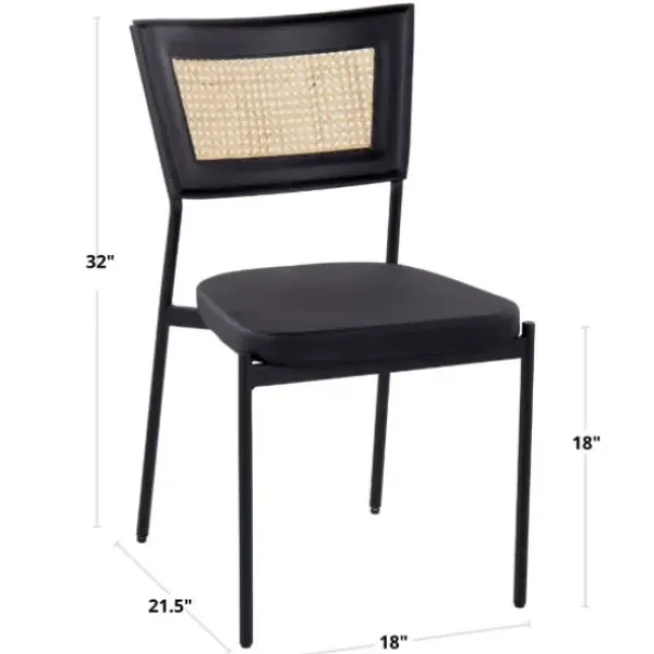 Dining Chairs-Kirkland's Home Vegan Leather And Rattan Dining Chairs, Set Of 2 Black/Tan