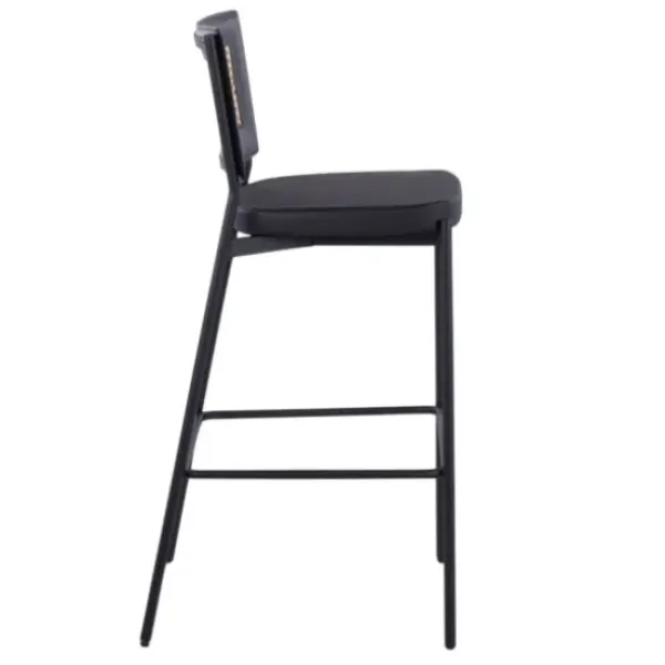 Bar Stools & Counter Height Stools-Kirkland's Home Vegan Leather And Rattan Bar Stools, Set Of 2 Black/Tan