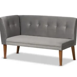 Dining Sets-Kirkland's Home Velvet And Walnut Bench 4-Pc. Dining Set Gray