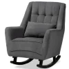 Accent Chairs-Kirkland's Home Velvet Biscuit Tufted Rocking Chair Gray