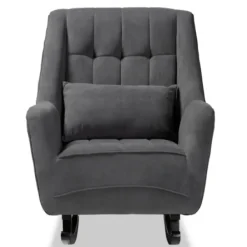 Accent Chairs-Kirkland's Home Velvet Biscuit Tufted Rocking Chair Gray