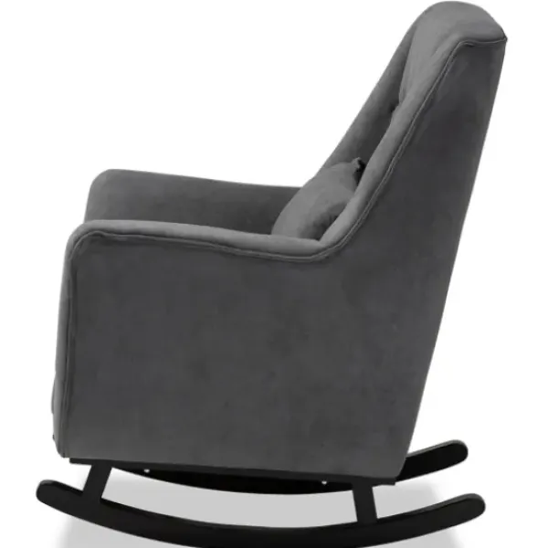 Accent Chairs-Kirkland's Home Velvet Biscuit Tufted Rocking Chair Gray