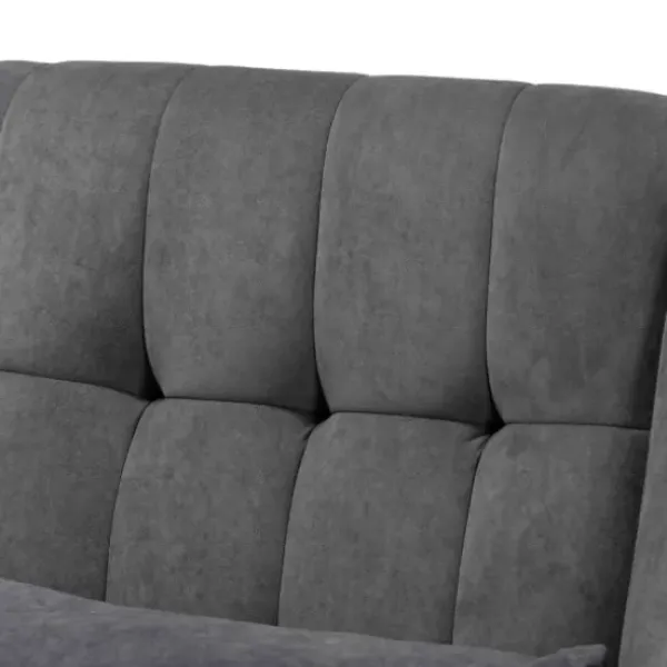 Accent Chairs-Kirkland's Home Velvet Biscuit Tufted Rocking Chair Gray