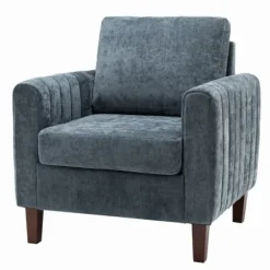 Accent Chairs-Kirkland's Home Velvet Channel Stitch Accent Chair Blue