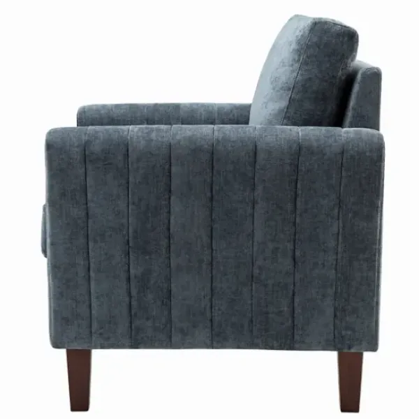 Accent Chairs-Kirkland's Home Velvet Channel Stitch Accent Chair Blue