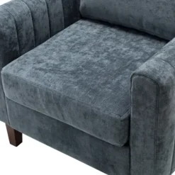 Accent Chairs-Kirkland's Home Velvet Channel Stitch Accent Chair Blue