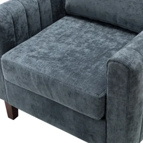 Accent Chairs-Kirkland's Home Velvet Channel Stitch Accent Chair Blue