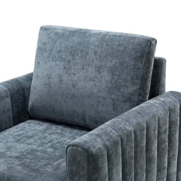Accent Chairs-Kirkland's Home Velvet Channel Stitch Accent Chair Blue