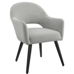 Dining Chairs-Kirkland's Home Velvet Curved Open Back Dining Chair Gray
