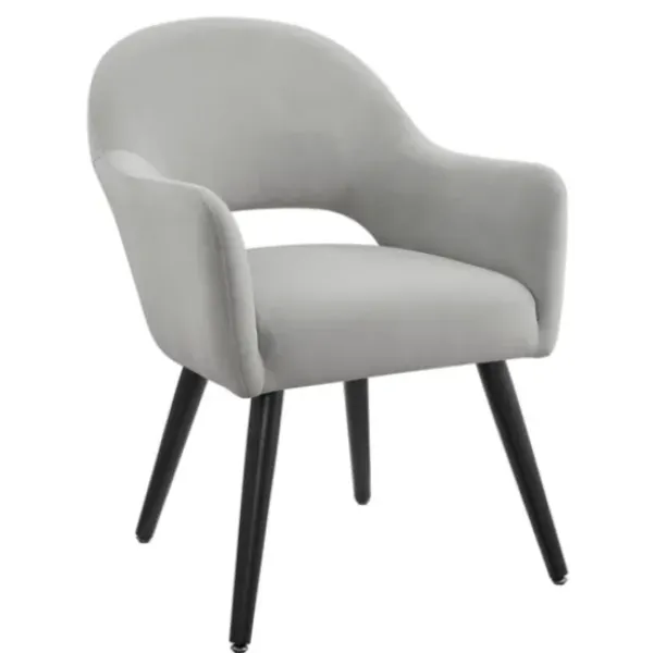 Dining Chairs-Kirkland's Home Velvet Curved Open Back Dining Chair Gray