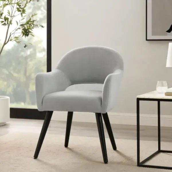 Dining Chairs-Kirkland's Home Velvet Curved Open Back Dining Chair Gray