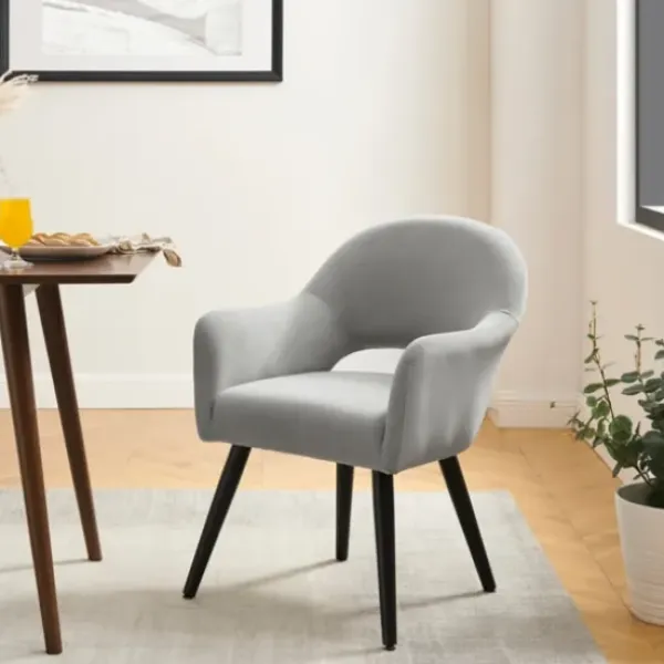 Dining Chairs-Kirkland's Home Velvet Curved Open Back Dining Chair Gray