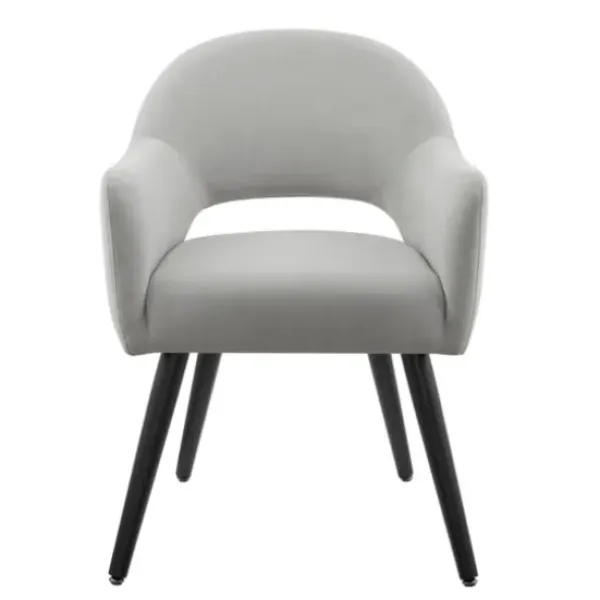 Dining Chairs-Kirkland's Home Velvet Curved Open Back Dining Chair Gray