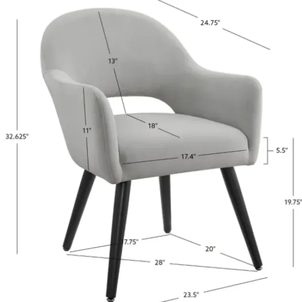 Dining Chairs-Kirkland's Home Velvet Curved Open Back Dining Chair Gray