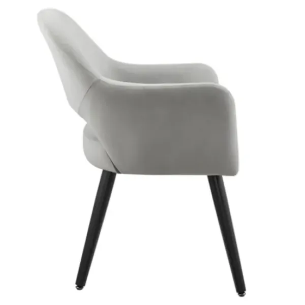 Dining Chairs-Kirkland's Home Velvet Curved Open Back Dining Chair Gray