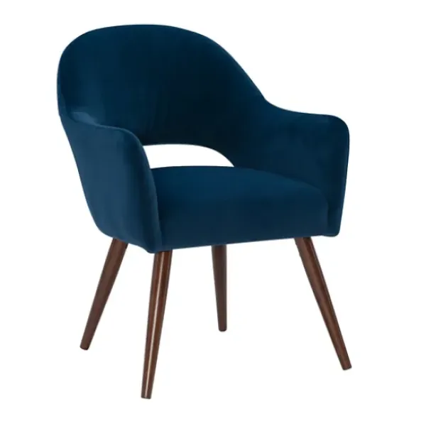 Dining Chairs-Kirkland's Home Velvet Curved Open Back Dining Chair Blue