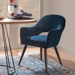 Dining Chairs-Kirkland's Home Velvet Curved Open Back Dining Chair Blue