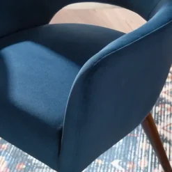 Dining Chairs-Kirkland's Home Velvet Curved Open Back Dining Chair Blue