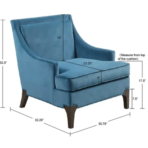 Accent Chairs-Kirkland's Home Velvet Martha Stewart Accent Chair Blue